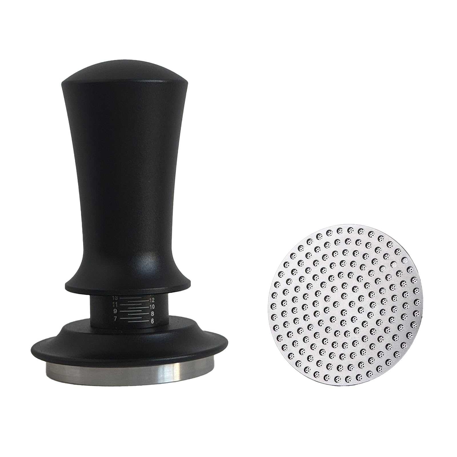 53mm Espresso Tamper, Premium Barista Coffee Tamper with Calibrated Spring, Stainless Steel Base, for Breville Series 54mm Portafilter Basket, Adjustable Depth, Espresso Manual Tamper (Black)