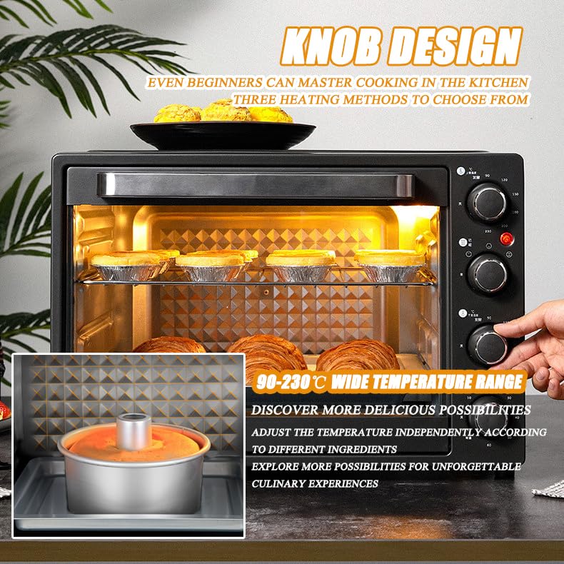 Tenedor de convección comercial de 40L, la utódora eléctrica Rotisserie con 60 Min Timer, Control Templ Independiente 90-230C, Equipo de Panadería de Acero Inoxidable para la Contríaca y el Uso Inicio