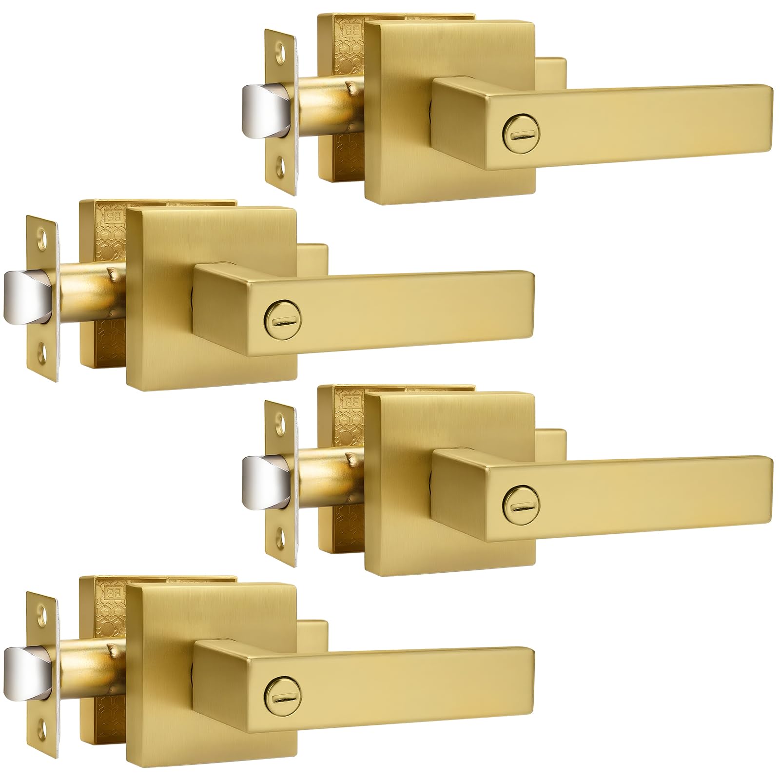 Probrico Brushed Nickel Door Handles with Lock - 3 Pack -6