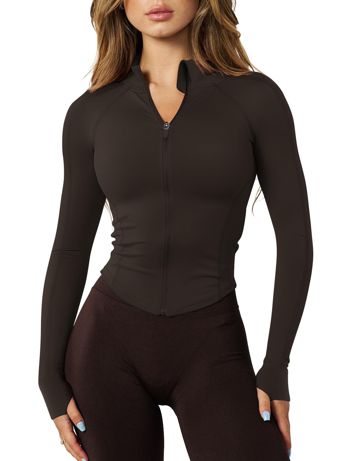 GYM RAINBOWWomens Snatched Workout Jackets Lightweight Zip Up Slim Fit Gym Track Athletic Jackets with Thumb Holes