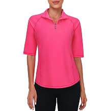 Half Sleeve Womens Golf Polo Shirts 1/4 Zip Up Moisture Wicking Running Workout Tops