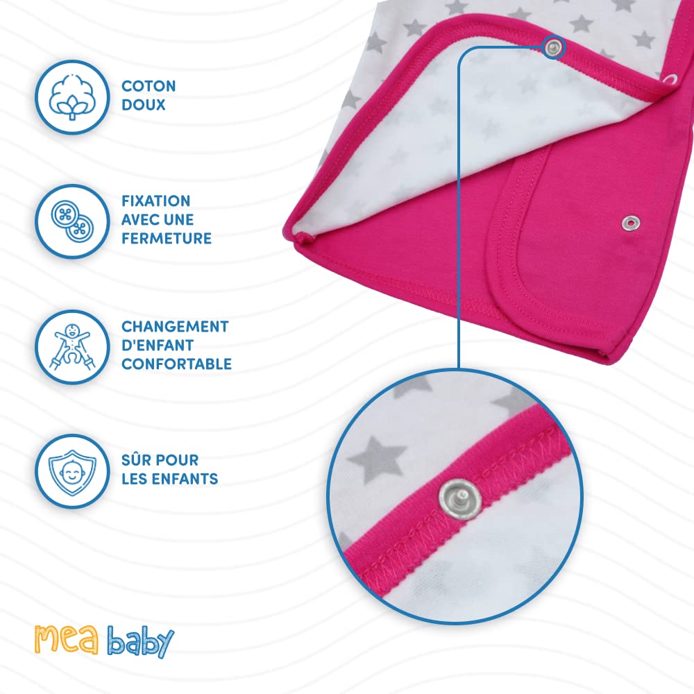 MEA BABY Bébé T-Shirt à Langer Manches Longues en Coton, Paquet de 5. Chemise à Langer bébé Fille Chemise à Langer bébé garçon (74, Fille)
