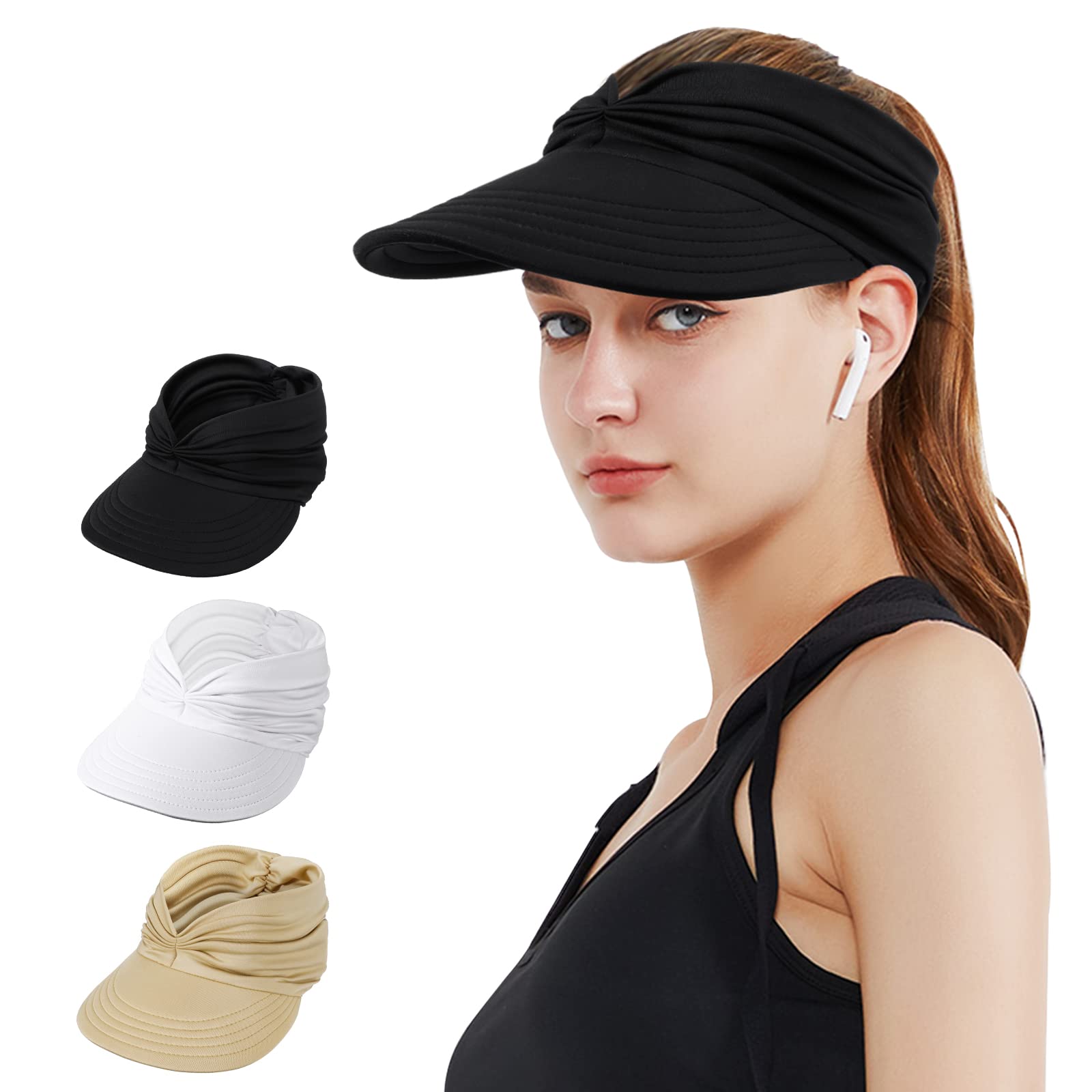 TAGVOWide Brim Visor Hat for Women Quick Dry Flexfit Sun Hat Wicking Beach Sunhat Adjustable Sports Caps UPF50+ Protection for Outdoors
