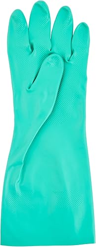 Miniatura 18 de Restaurantware Guantes de limpieza verdes, 10 pares de guantes de nitrilo de 15 mil de grosor, grandes, resistentes, con puño largo, forro de