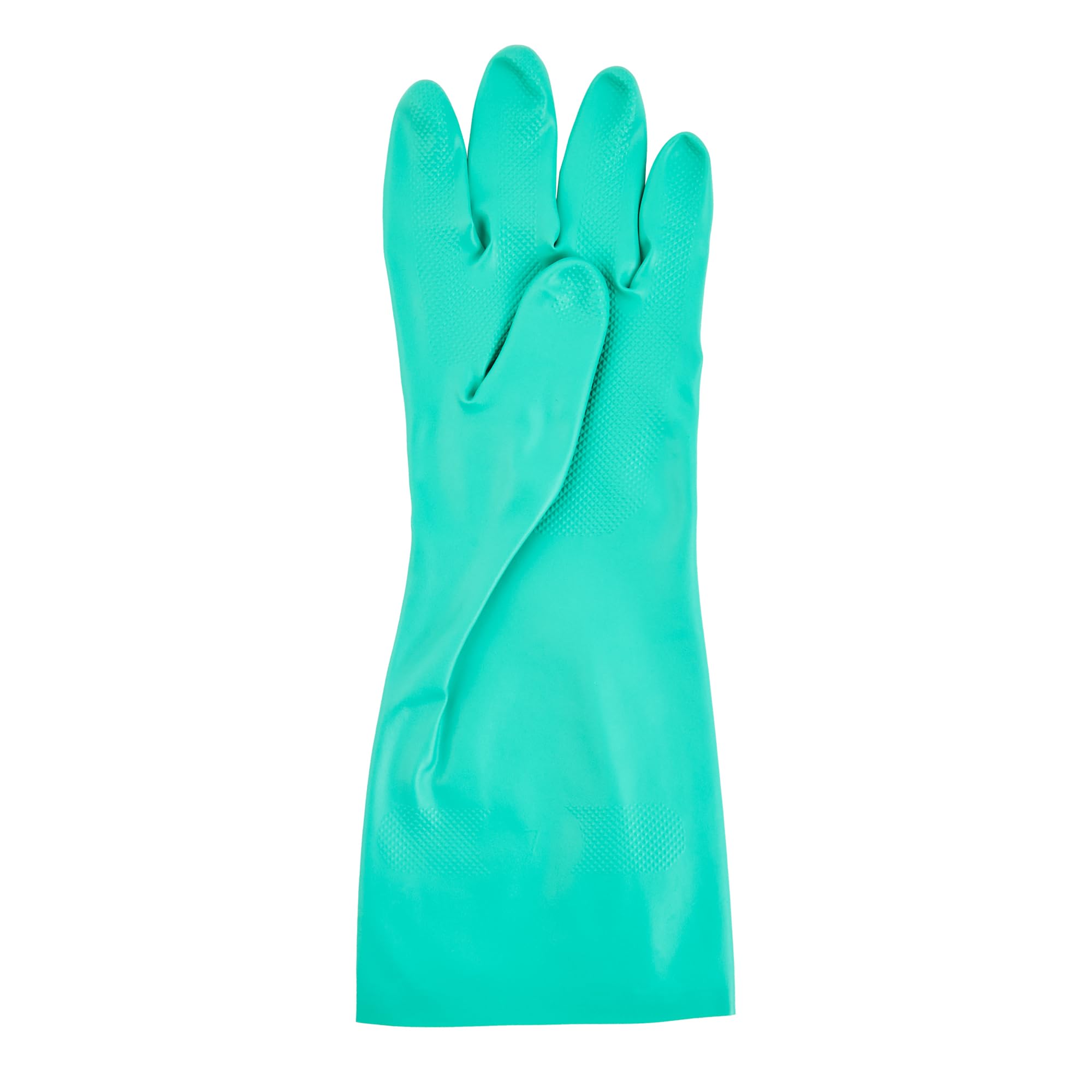 Restaurantware - Clean Tek Professional - Guantes de limpieza grandes de 15 mil, 10 pares de guantes largos, forro flocado, sin polvo, guantes de nitrilo verde tolerantes a productos químicos, sin
