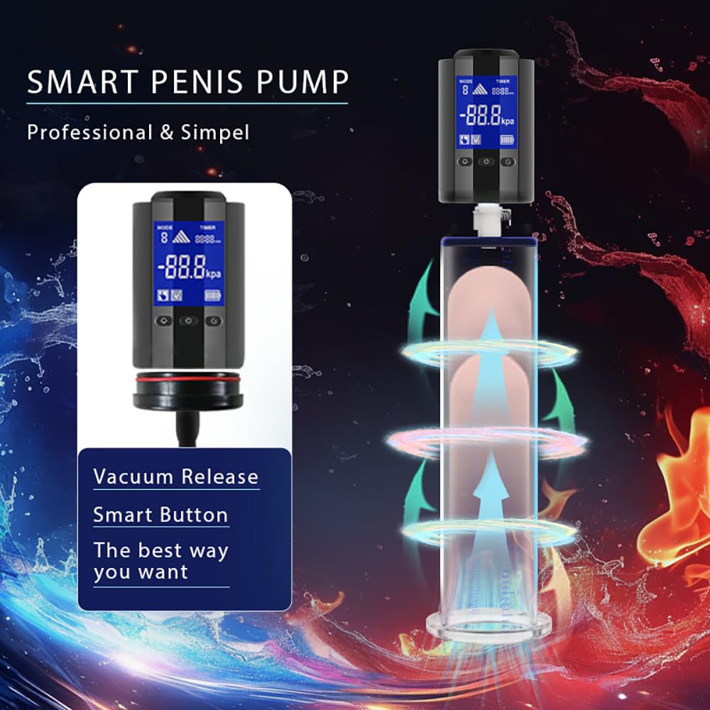 Penispumpe mit LCD-Display Vakuumpumpe Sex Spielzeug für die Männer SM Elektrische Penisvergrößerung Erektion Unterdruck-Penisübun Vakuum Pumpe BDSM Erektion Masturbator Sex Toys (I:12*2.25in)