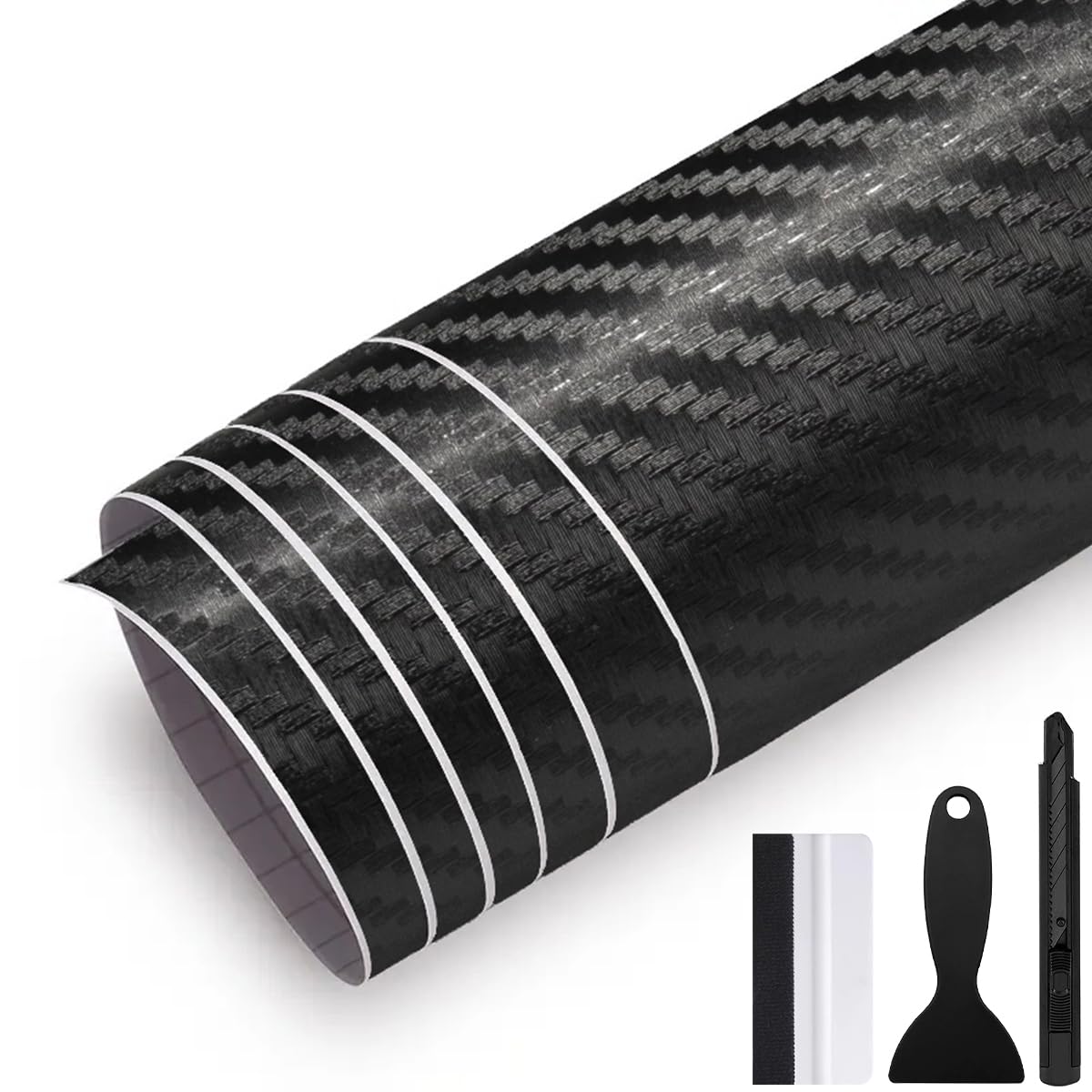GRTHTATI 50cm x 150cm 3D Carbon Folie Autofolie Blasenfrei mit Luftkanälen Klebefolie Auto Außen Wrapping Folie Innenraum für Motorrad, Bike, DIY (3D Karbon, 50cm x 150cm)
