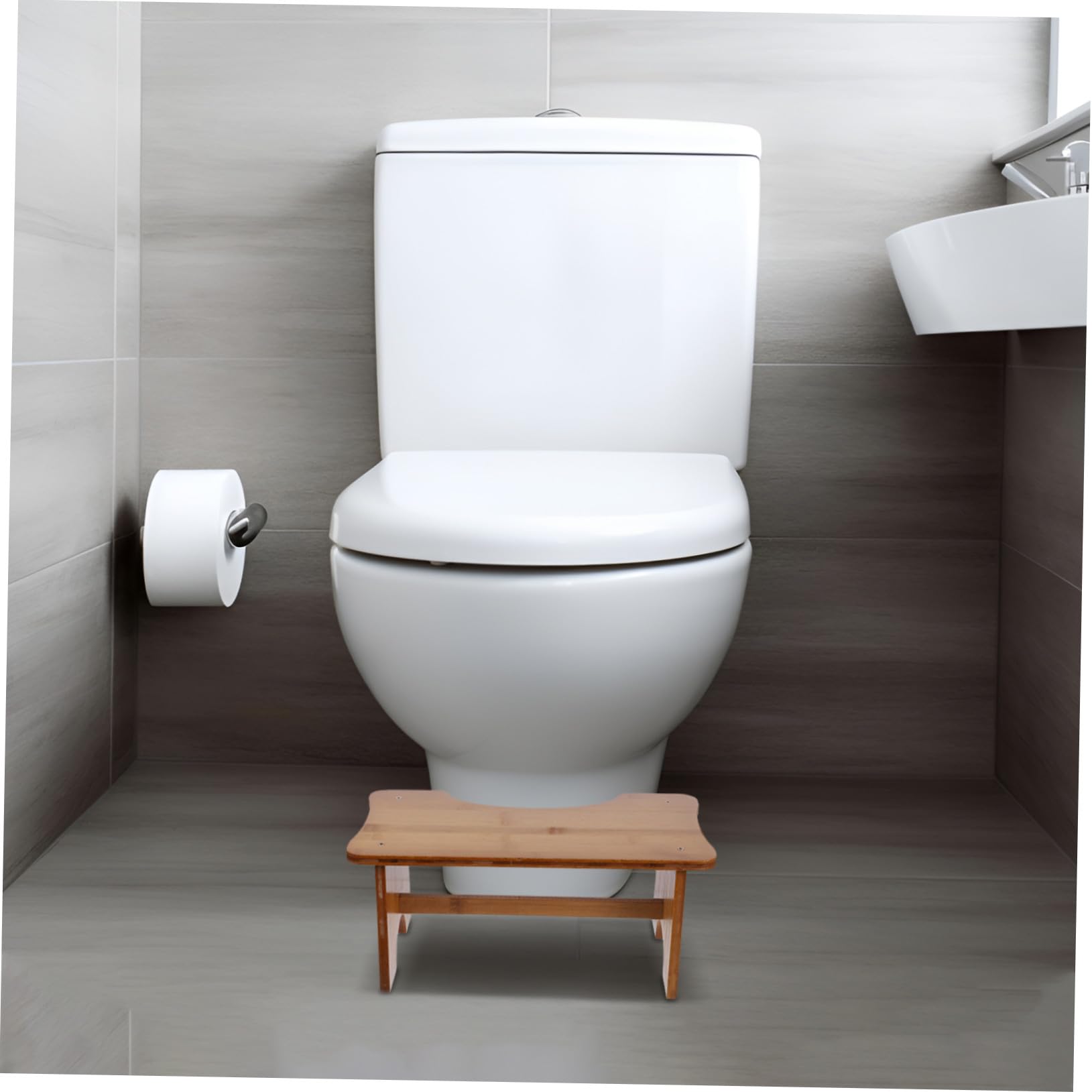 Taburete de Baño de Madera para Inodoro Infantil, Antideslizante