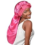YANIBEST Long Bonnet Satin Bonnet for Sleeping Braid Bonnet with Tie Band Silk Sleep Bonnet for Women Locs Hot Pink