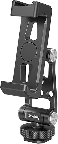 SMALLRIG Soporte de teléfono de metal con soporte de zapata fría, adaptador universal de montaje para teléfono celular, articulaciones de ajuste
