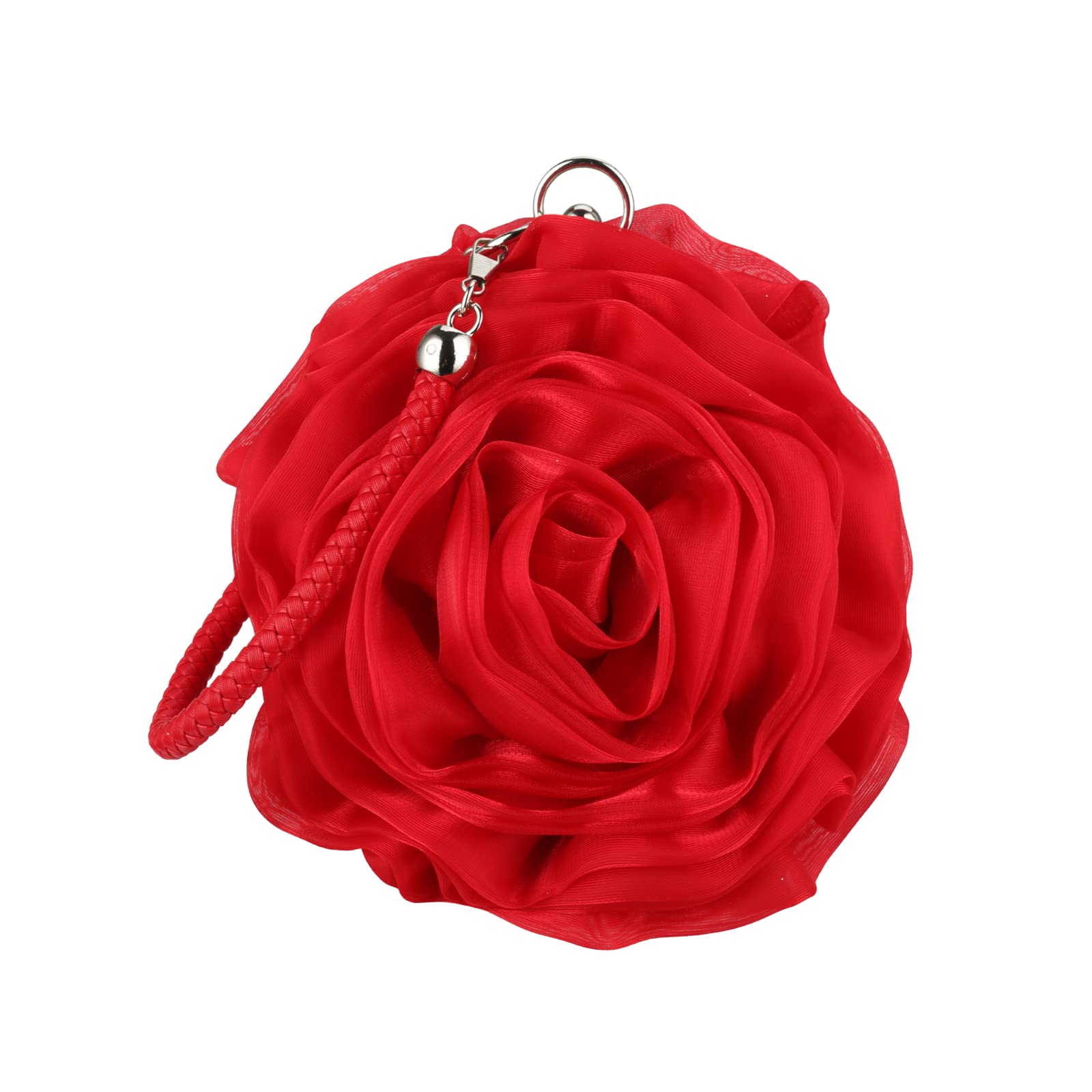 Flower Clutch Purse Small Evening Bag Sweet Wristlets Handbag Wedding Clutch Bag, Red, Red-image-48