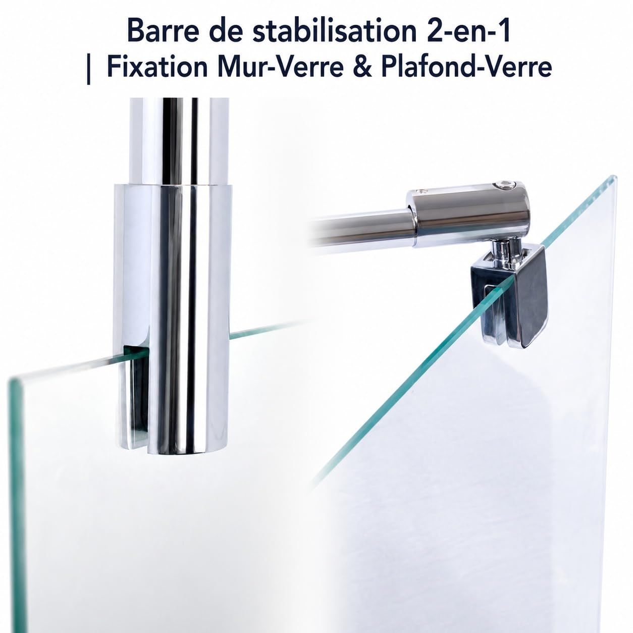 Schulte paroi douche italienne 120x190 chromé, barre 122cm réversible 5 mm | barre recoupable verre trempé réglage 118.2-120.0 cm