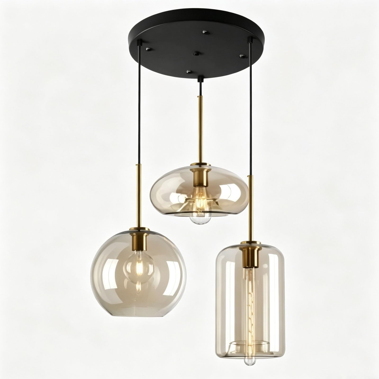 LUOYAOB Modern 3-Light Spherical Pendant Lamp Glass Globe Chandelier