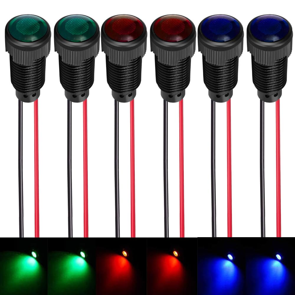 12 Pezzi Luci Spia LED 22mm - 12-24V AC/DC, Rosso/Giallo/Blu/Verde, Per Pannelli E Segnalazione - Foto 11