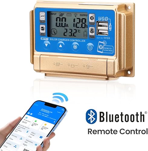 Miniatura 5 de SUNYIMA MPPT Controlador de carga solar de 12 V24 V, enfoque automático de corriente MPPT carga de seguimiento con pantalla LCD Bluetooth, regulador