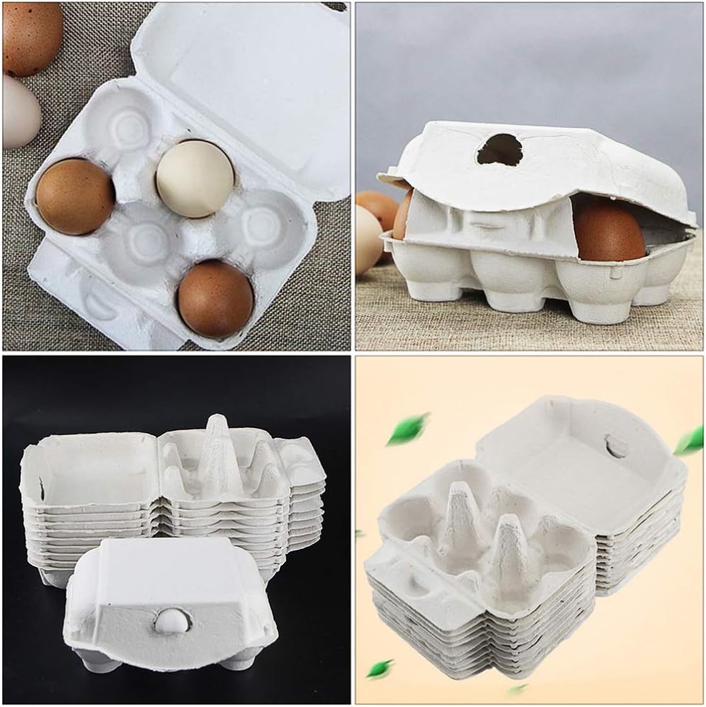 1 Set 20pcs Pulp Egg Tray Paper Egg Tray Egg Holder Bulk Holds Blank Beer Coolers Egg Filler Flats Egg Carton Flats Farm Egg Holder Egg Keeper 6- Refrigerator Portable (Light Grey 10pcs