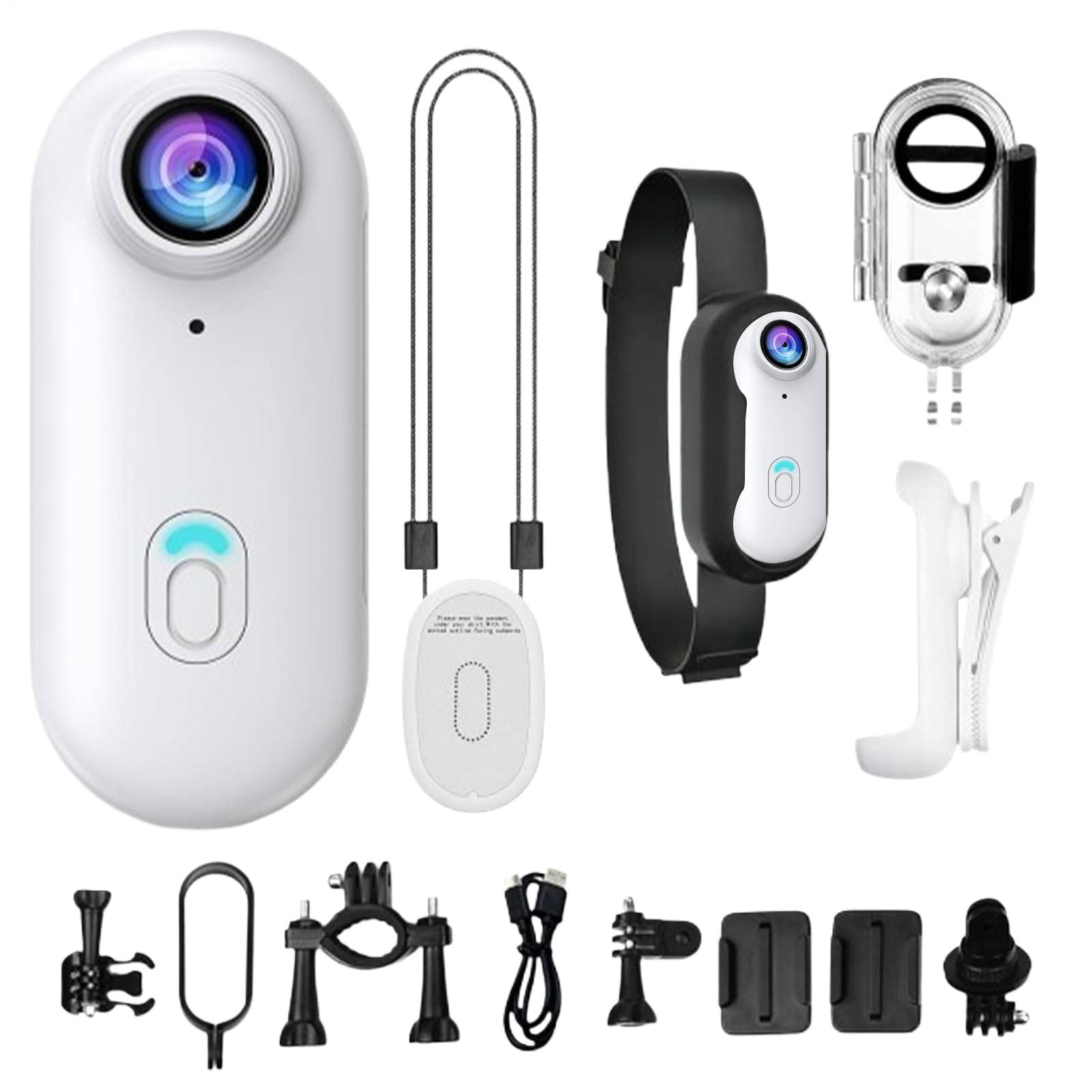 Fotocamera indossabile, fotocamera sportiva per esterni, dispositivo di vlogging indossabile, telecamera compatta per sport, moto, bicicletta, palestra, escursionismo, viaggi, animali domestici