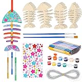PERFEKTES GESCHENK - DIY hölzernes Fischgräten-Windspiel eignen sich für viele Anlässe wie Geburtstagsfeiern, Weihnachten, Hochzeiten, Babypartys und Kranzdekorationen, hängen im Garten, an der Haustür oder an Fenstern als Dekoration, ideal für Heimdekorationsprojekte. Ideales Geschenk für Geburtstage oder Partys