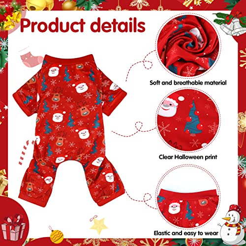 5 Pieces Dog Christmas Pajamas Dog Christmas Pets Jumpsuit Dog Puppy Rompers Bodysuit Christmas Style Puppy Clothes Christmas Dog Outfit Apparel For Pets Puppy Dog Cat(Fit 5.5-7.7 Lbs) #TOP2