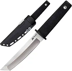Cold Steel Kobun Faca de caça tática tática de lâmina fixa de aço inoxidável AUS8A japonesa com borda lisa de 14 cm, alça ergonômica Kray-Ex, bainha Secure-Ex - encaixotada