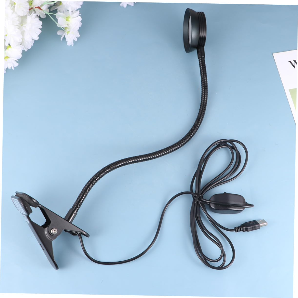 Lampada da Lettura a Clip LED 4w 6w, Collo Flessibile Nero | 2 Livelli di Luminosità, Cavo USB Incluso, Luce Intensa per Leggere al Buio e Hobby