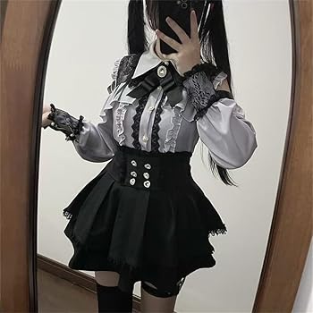 新品 アディダス セットアップ 長袖シャツ フリルスカート 黒 グレー 上下 Amazon | [Yhsuoxfd] 地雷系 シャツ セットアップ レディース