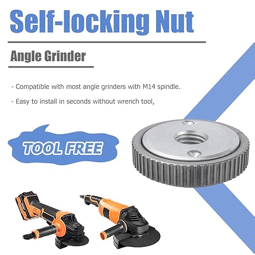 Miniatura 6 de Mesee Tuerca de liberación rápida para amoladora angular, amoladora angular M14 Tuerca de bloqueo Brida de sujeción rápida Placa de presión Máquina