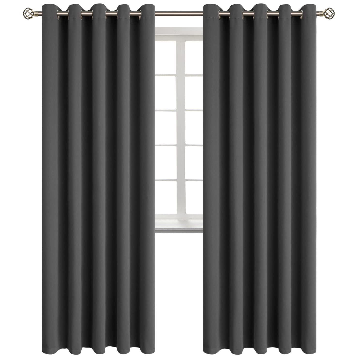BGment Dark Grey Blackout Curtains for Living Room 84 Inch Long - 2 Panels