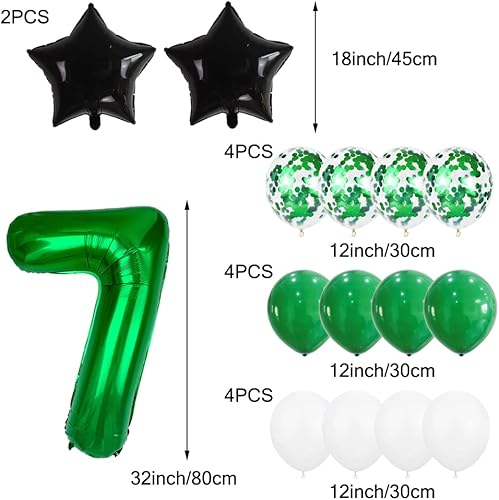 Miniatura 7 de Globos de fútbol de 7 cumpleaños, globos de fiesta de fútbol, globo de trofeo de campeonato, globo verde oscuro con el número 7 para fiesta de
