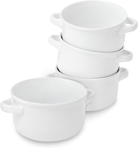 Miniatura 8 de SHEFFIELD HOME Tazones grandes de cerámica con asas, juego de 6 cuencos de sopa de cebolla francesa, capacidad de 28 onzas, juego de cuencos