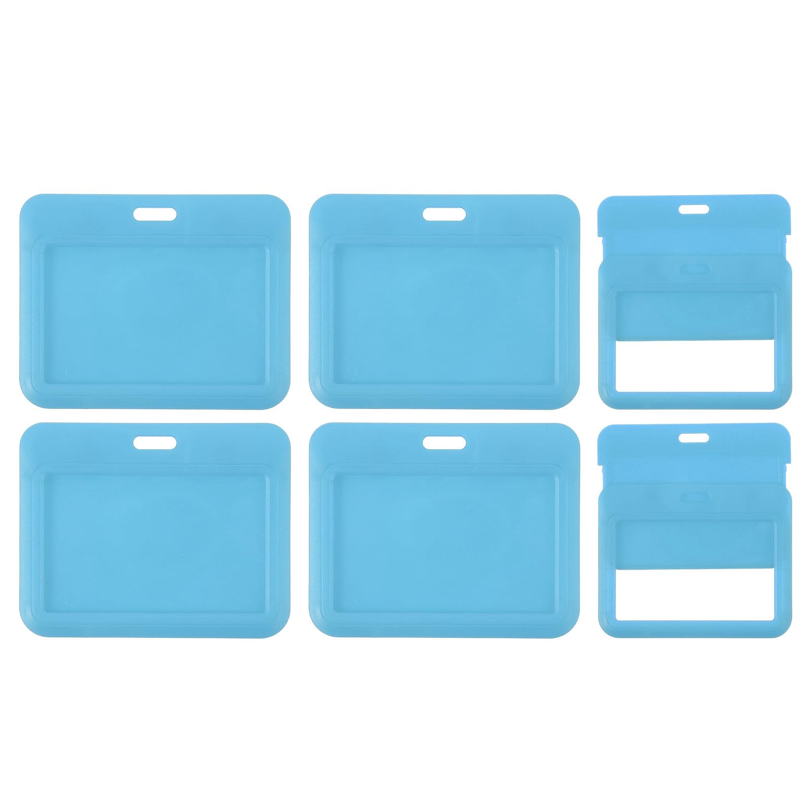PATIKIL 6 Pack Clear Badge Holder, Plastic ID Badge Holder Clear Window Horizontal ID Protector Clips for Credit Cards Proximity Key Cards Licenses, Sky Blue