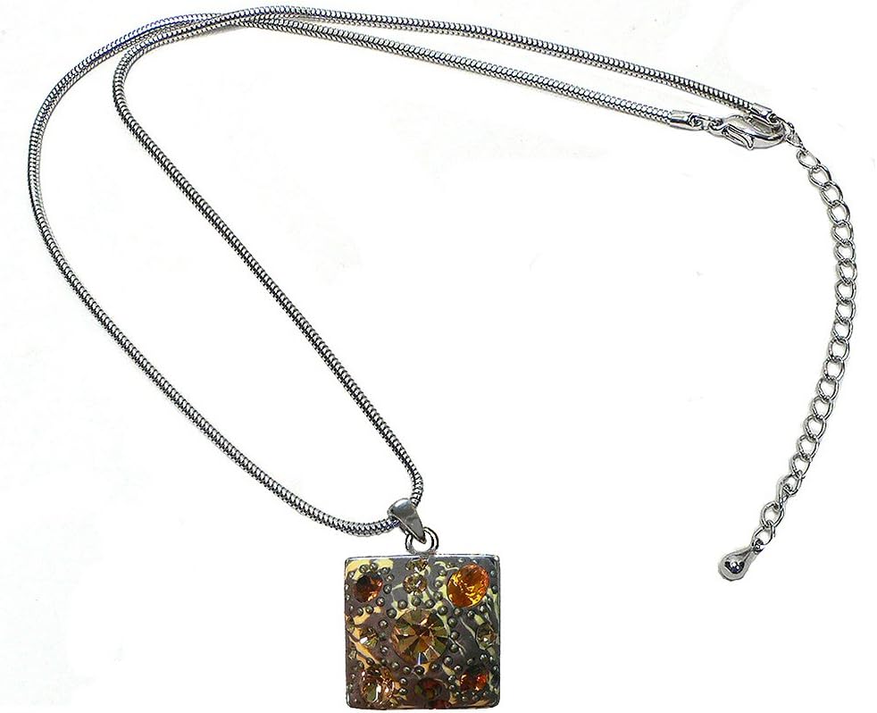 Pendant Necklace Chain and Pendant Square Pendant Shades ofTopazAR85010-3