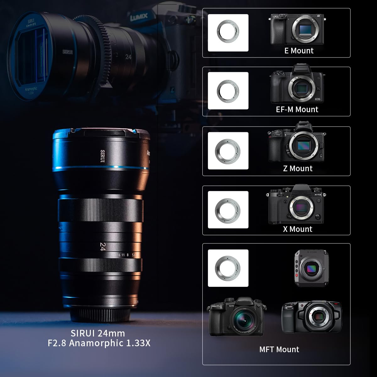 Amazon.co.jp: SIRUI 24mm アナモルフィックレンズ F2.8 1.33X S35
