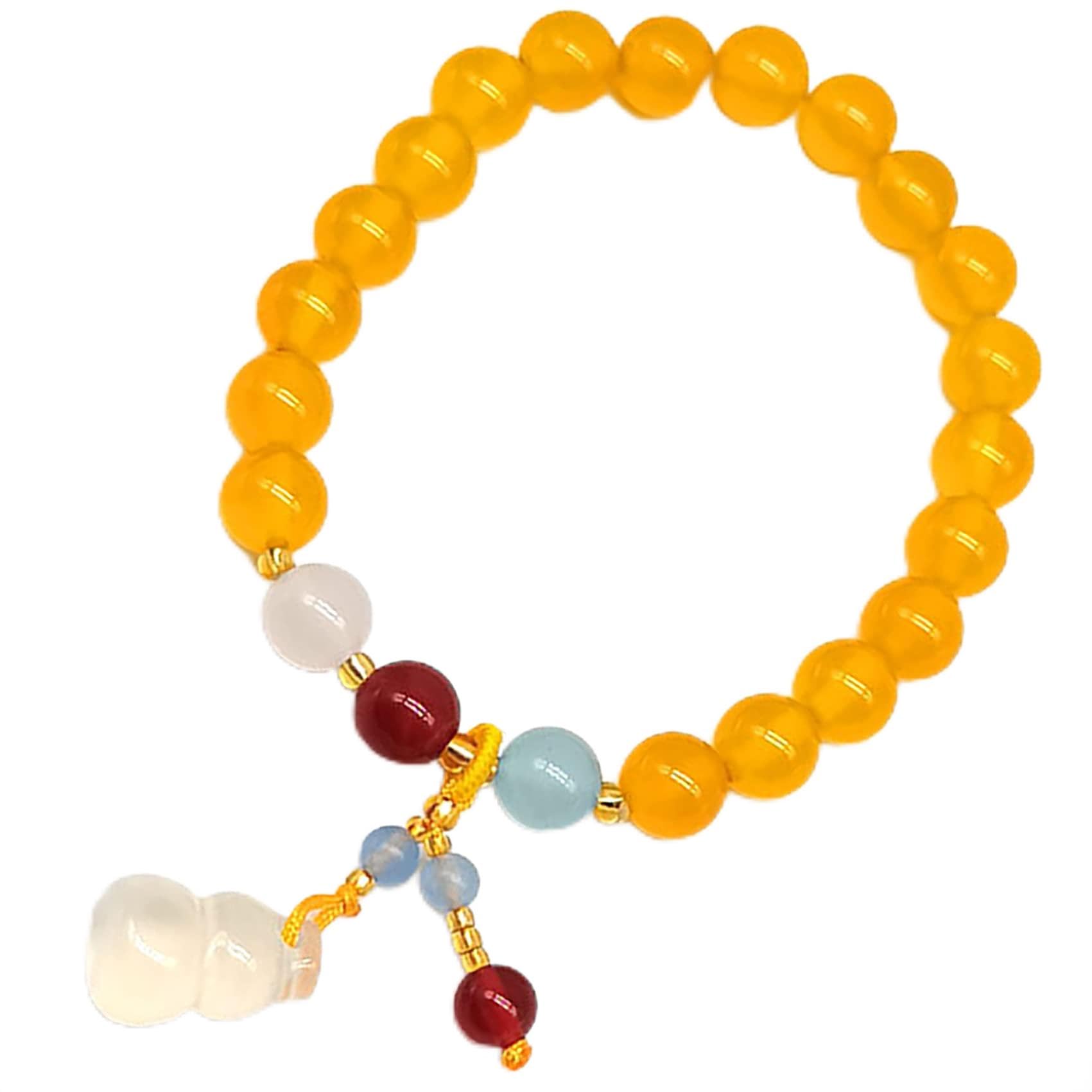 Nzpost Yellow Crystal Bracelet,Agate Bracelet,Natural Gemstone Agate Bracelet Gourd/Lucky Amulet Bracelet For Wo