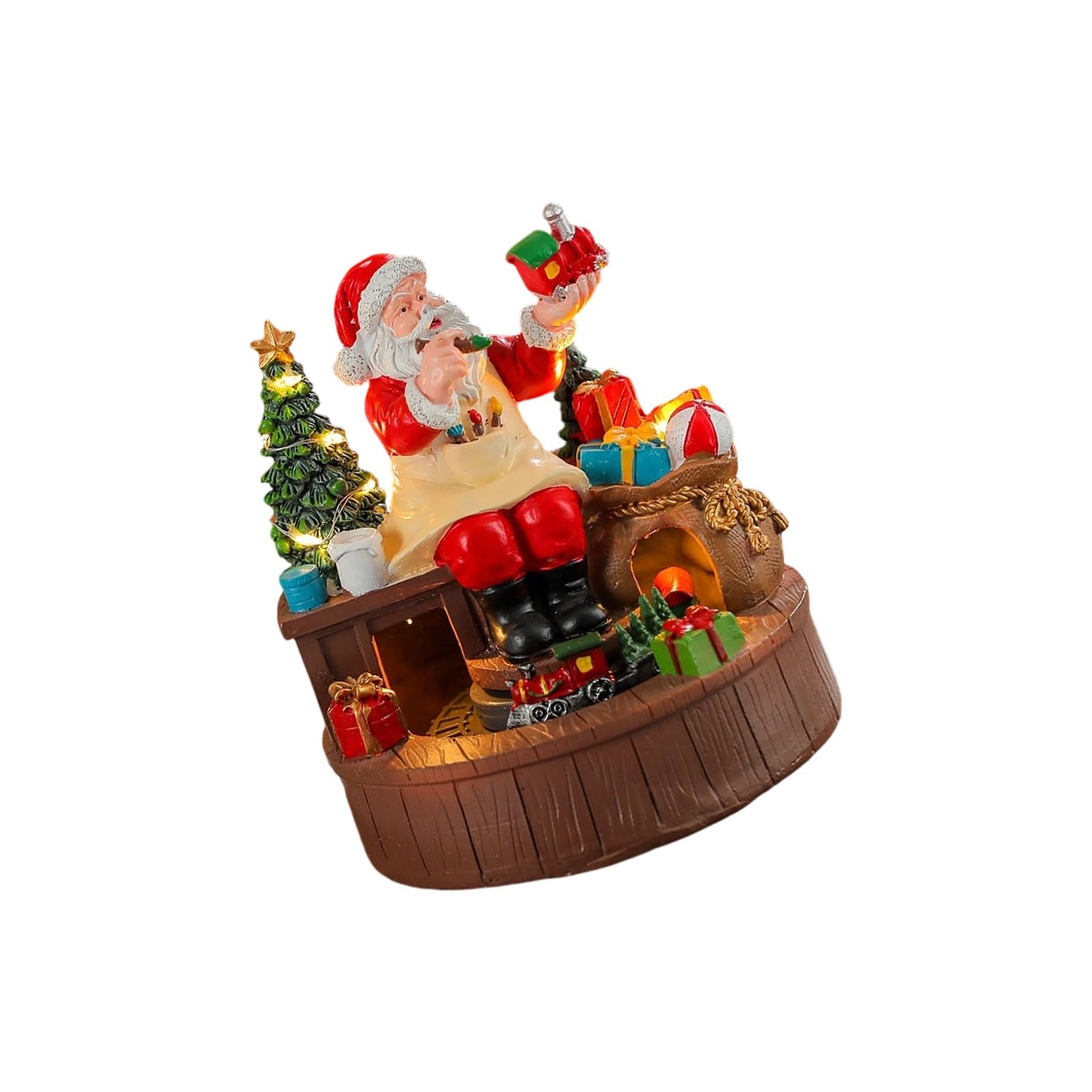 Pangboer A Christmas Tabletop Ccent Decoration, Lighted Rotating Music Box Resin Ornament With Usb Or Battery Power For Indoors Lighted Christmas Houses Music Box Rotating Holiday Centerpiece Winter Tabletop