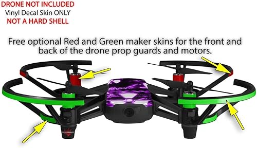 Miniatura 3 de Skin Decal Wrap 2 Pack para DJI Ryze Tello Drone Radioactive Purple Drone No Incluido