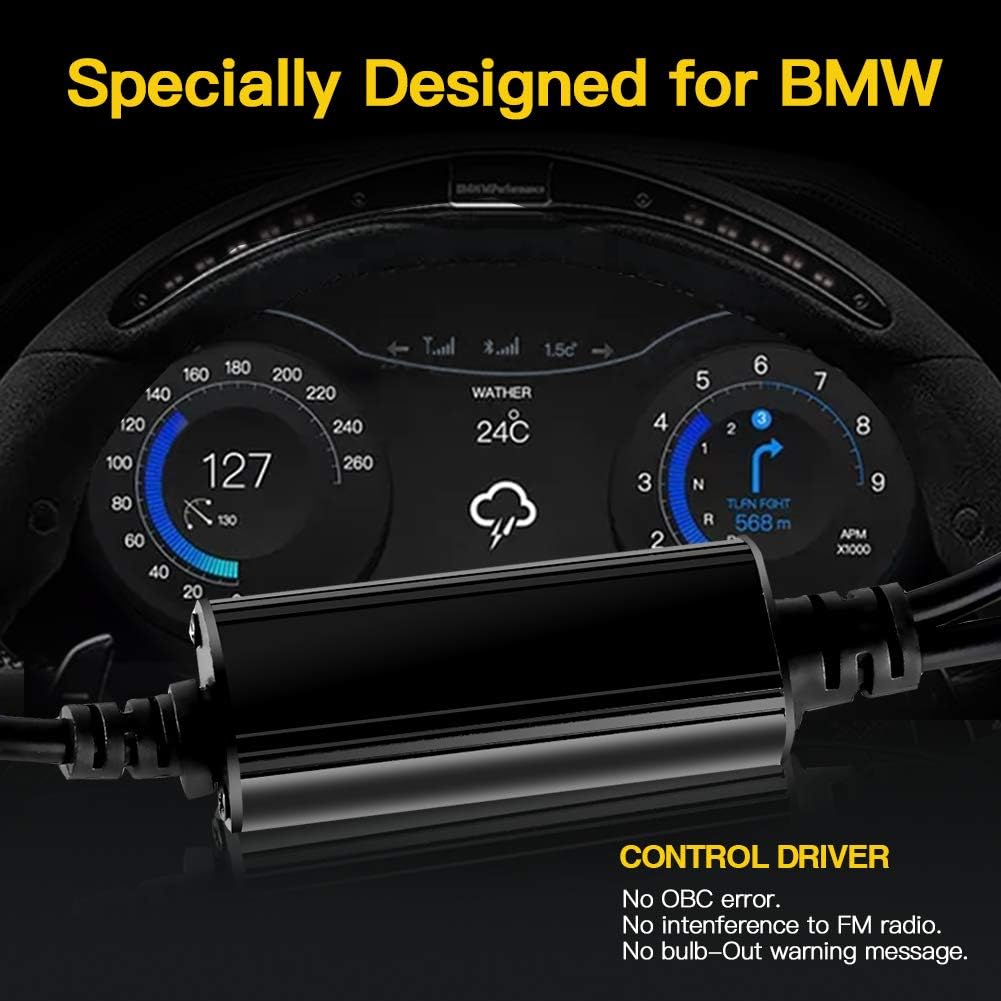 H8 LED Angel Eyes Halo Bulb Light Compatible For BMW E60 E61 E63 E64 E70 E90 E92 E70 E71 E82 E87 E89 1 3 5 Series X5/6 Z4/7 6000K Xenon Lamp 120W White