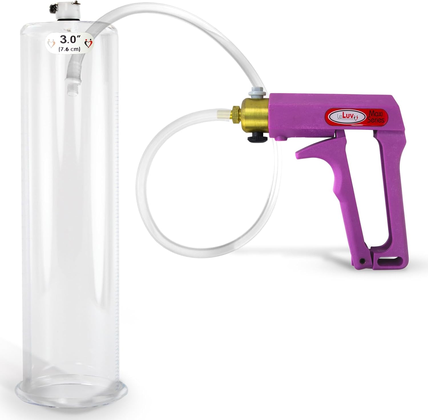 LeLuv Maxi Purple Handle Penis Pump 12" Length x 3" Diameter Round-Flange Cylinder