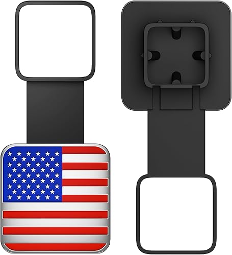 Vista 14 de Cubierta de enganche de remolque de 2 pulgadas con bandera estadounidense, cubierta de enganche de remolque de metal para receptores de enganche