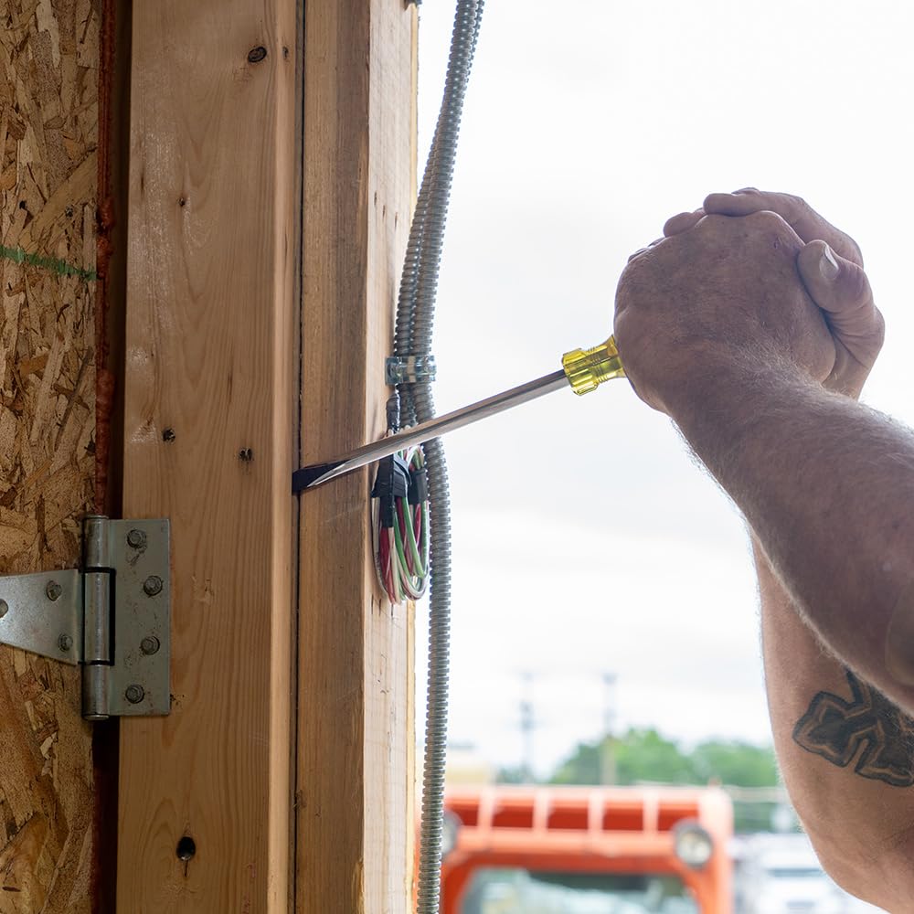 Klein Tools 85442DD Screwdriver Set, Demolition Driver, 1/4-Inch and 5/16-Inch Keystone Tips with Plated Metal Strike Cap, 2-Piece