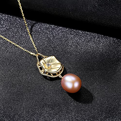 FHPEWXDG Natürliche Perle Blume Anhänger Halsketten für Frauen Hochzeit Verlobung Schmuck 925 Sterling Silber