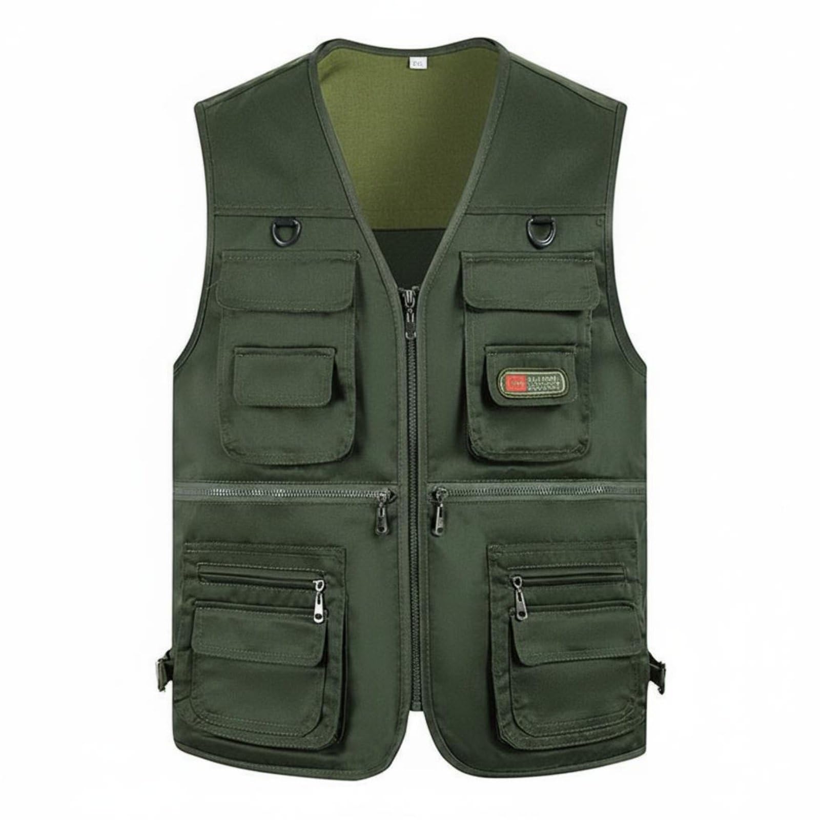 Enakshi Loose Fit Multi-Pocket Fishing Vest Plus Photographer's Travel Vest Lightweight Outdoor Work Gilet Zipper Closure for Fishermen, Photographers, Hiking, Army Green, 2XL-image-32