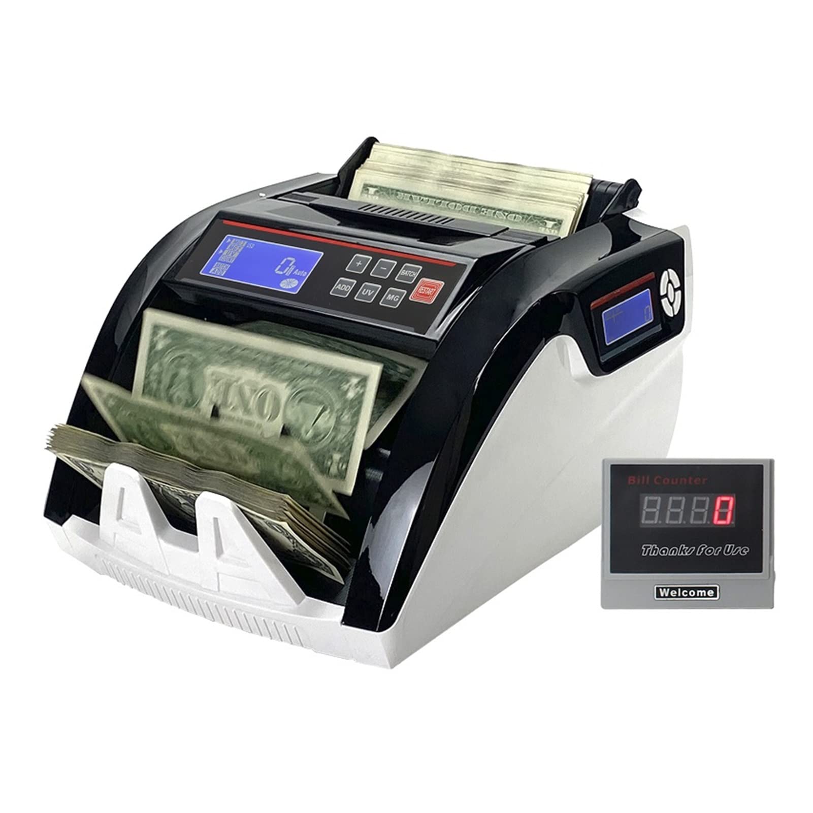 Contador de dinero, Contador de facturas 5800d Máquina contador dinero UV/mg detección falsificación multifunción: velocidad conteo rápido 1,000 billetes/min