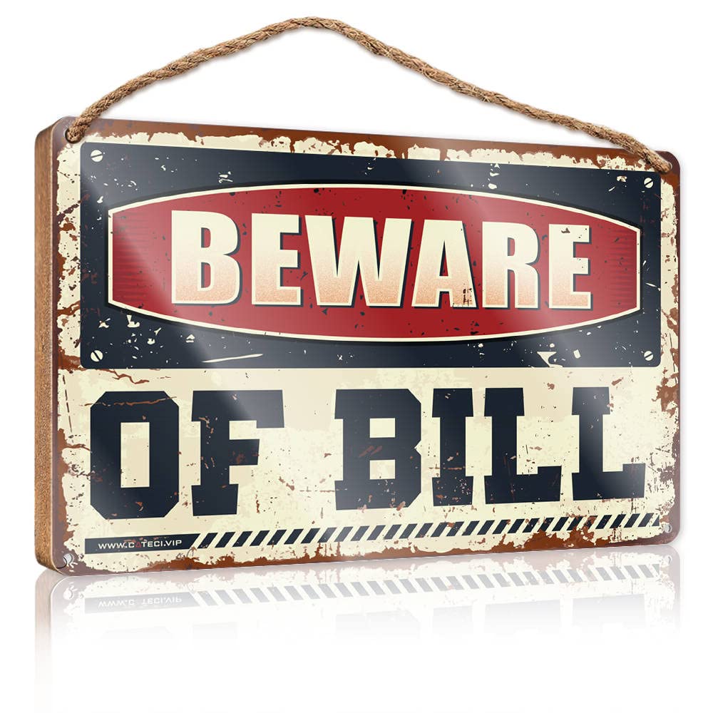 Porch Decorations Beware Of Bill Wooden Sign Front Porch Decor Decorative Signs For Home Decor(15X28CM)
