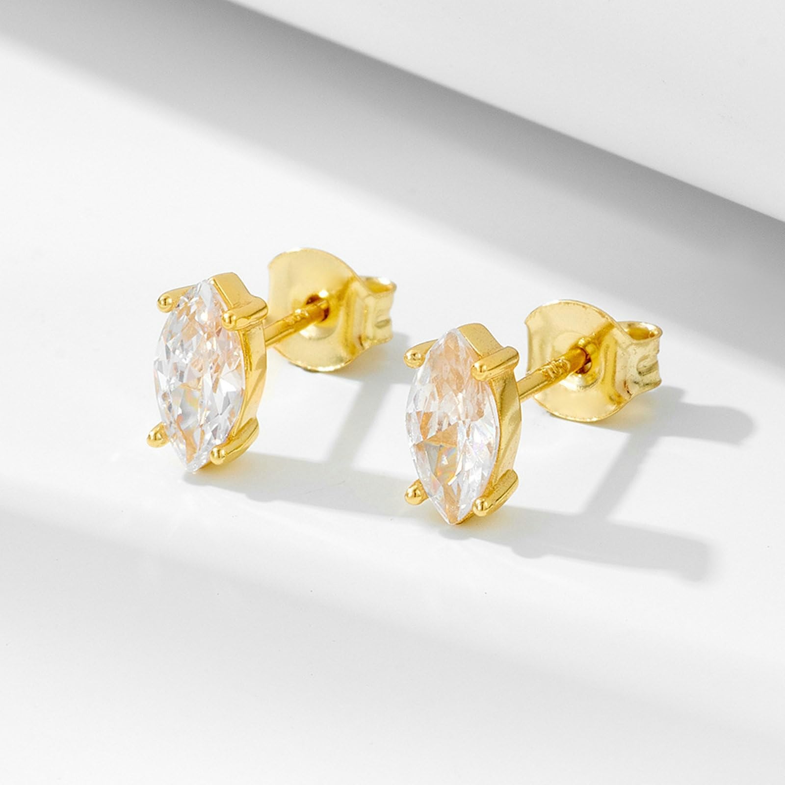 Kolczyki sztyfty białe złoto 750 585 375 damskie kolczyki klasyczne 4 krapes Marquise Moissanite kolczyki na sztyfcie prawdziwa biżuteria ślubna dla panny młodej, białe złoto