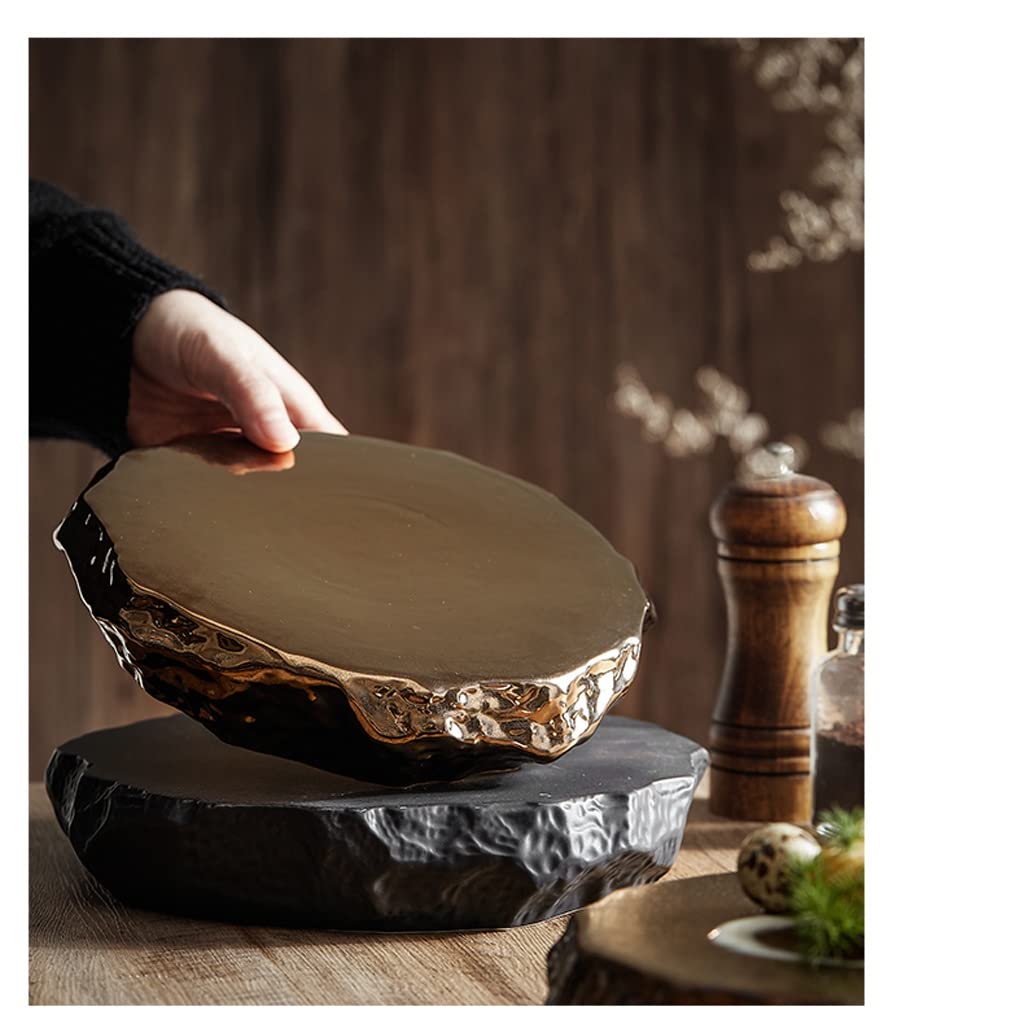 Talerze Obiadowe Talerz Do Serwowania Taca Do Serwowania Ceramiczny Wzór Kamienia Talerz Zachodni Płaski Talerz Taca Talerz Do Serwowania Hotel Restauracja Restauracja Zimne Dania NaGrey-9.4 INCH