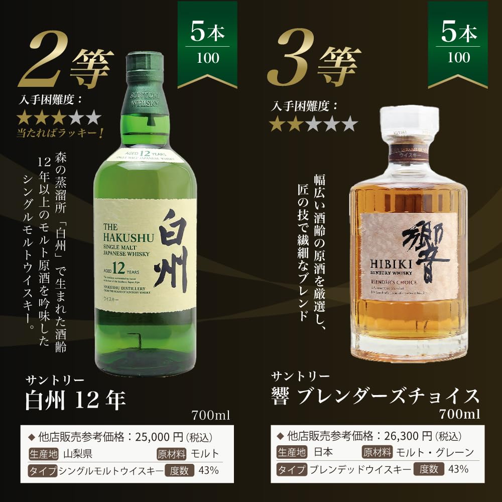 白州18年 2本セット Amazon.co.jp: ウイスキーくじ【白州18年・白州12年・白州が当たる