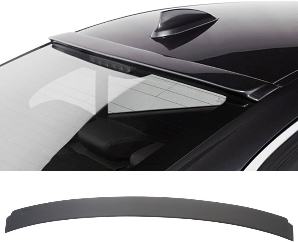 Roof Spoiler Compatible With 2012-2018 BMW F30 3 Series, AC-S Style ABS Unpainted Black Rear Spoiler Wing Wind By IKON MOTORSPORTS, 2013 2014 2015 2016