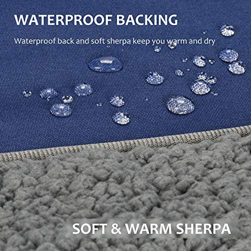 Tirrinia Large Waterproof Outdoor Blanket, Sherpa Fleece Warm Windproof Camping Blanket for Picnic Stadium Beach Football Concerts Car,51''X 59''