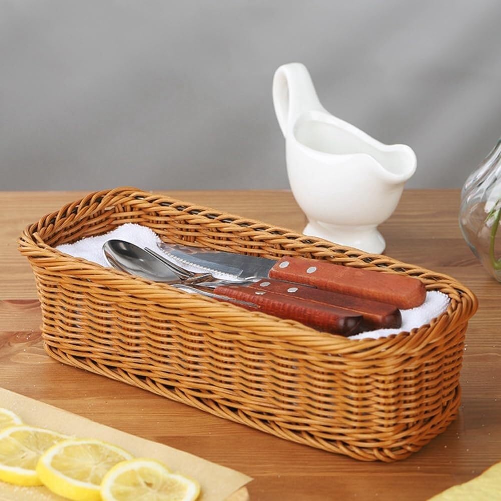 Tkane kosze do przechowywania sztućców biurkowych – 10 sztuk do organizacji domu i kuchni, pojemnik do przechowywania naczyń stołowych w restauracji